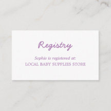Registro mínimo suave morado de Baby Shower