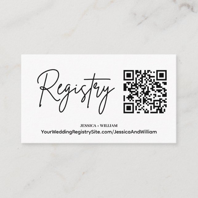 Tarjeta De Recepción Registro moderno | Código QR del Registro de Bodas (Anverso)