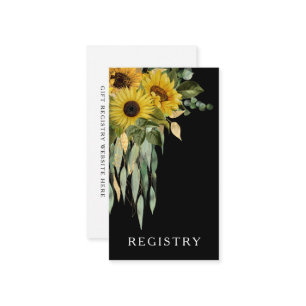 Tarjeta De Recepción Registro Moderno De Bodas De Girasol Blanco Y Negr