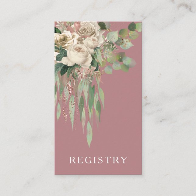 Tarjeta De Recepción Registro moderno de Bodas florales rosados (Anverso)