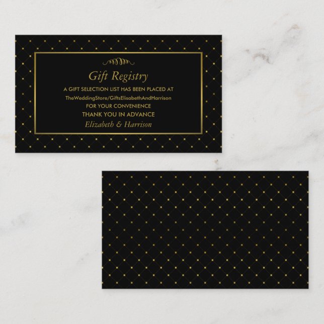 Tarjeta De Recepción Registro moderno de regalo con efecto negro y Reli (Anverso / Reverso)
