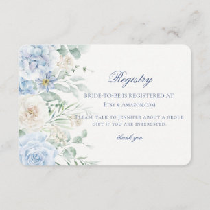 Tarjeta De Recepción Registro Nupcial de Hydrangea Floral Algo Azul