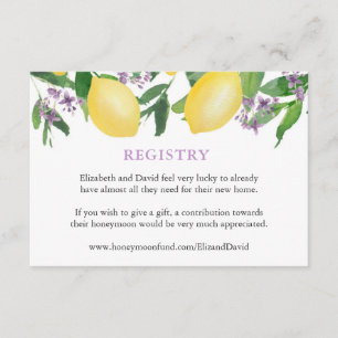 Tarjeta De Recepción Registro o detalles de la ducha morada de Lemons