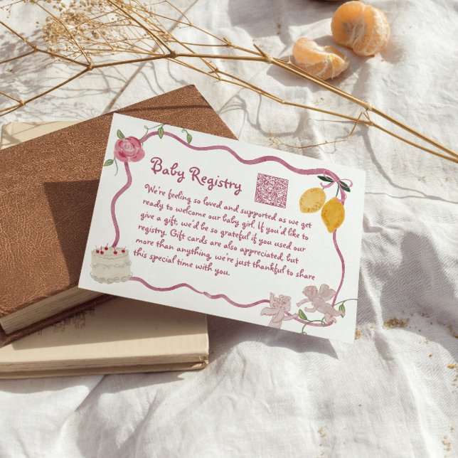 Tarjeta De Recepción Registro QR Code Lemon Baby (Lemon Baby Registry Note with QR Code)