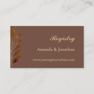 Tarjeta De Recepción Registro QR del Boda de Café Brown y Gold Leaf