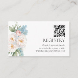 Tarjeta De Recepción REGISTRO QRCODE DE FLORES azul y rosa blandos