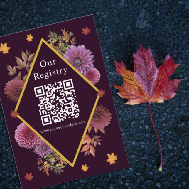 Tarjeta De Recepción Registro Romántico de Bodas del otoño de Dahlia (Subido por el creador)