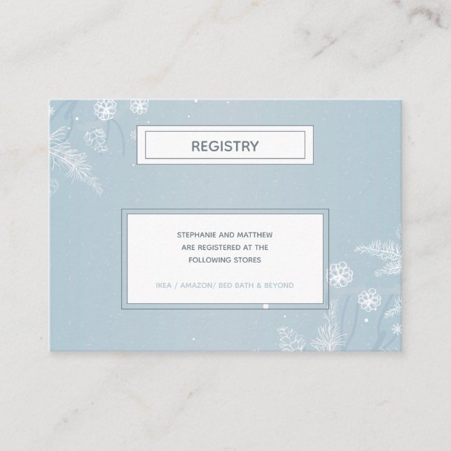 Tarjeta De Recepción Registro simple de Baby Shower Blue Snowflake Wint (Anverso)