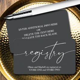 Tarjeta De Recepción Registro simple de Bodas de Onyx