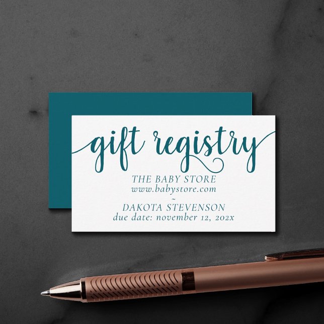 Tarjeta De Recepción Registro Verde azulado simple de regalos | Blue-Gr (Subido por el creador)