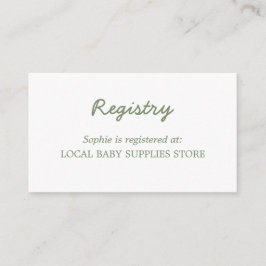 Tarjeta De Recepción Registro verde mínimo de sabios de Baby Shower