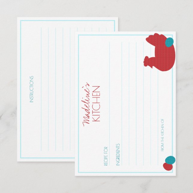 Tarjeta De Recepción reinas rojas CAMPO KITCHEN ducha de novia RECIPE (Anverso / Reverso)