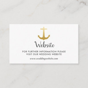 Tarjeta De Recepción Relieve metalizado dorado Anchor Nautical Faux S