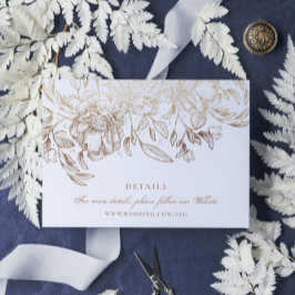 Tarjeta De Recepción Relieve metalizado dorado falso Mano floral traza