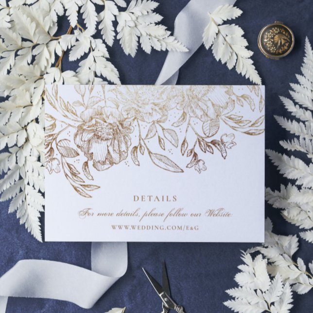 Tarjeta De Recepción Relieve metalizado dorado falso Mano floral traza  (Subido por el creador)