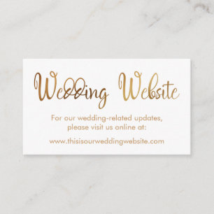 Tarjeta De Recepción Relieve metalizado dorado falso, página web Boda I