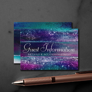 Tarjeta De Recepción Relieve metalizado Glitzy   Información de invitad