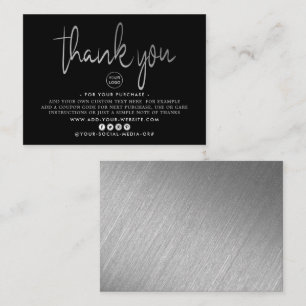 Tarjeta De Recepción Relieve metalizado plateado moderno Script Busines