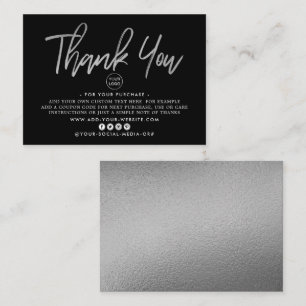 Tarjeta De Recepción Relieve metalizado plateado moderno Script Busines