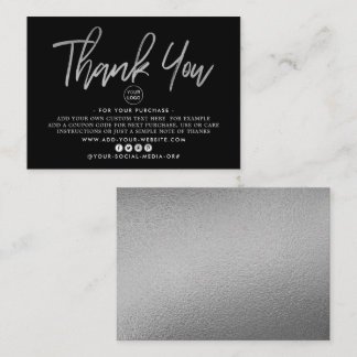 Tarjeta De Recepción Relieve metalizado plateado moderno Script Busines