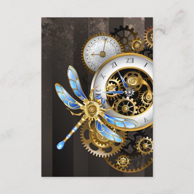 Tarjeta De Recepción Reloj de vapor con libélula mecánica (Anverso)