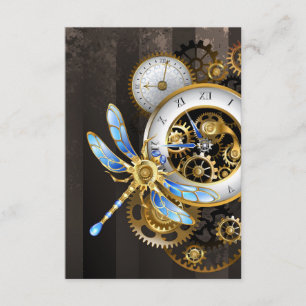 Tarjeta De Recepción Reloj de vapor con libélula mecánica