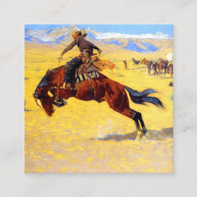 Tarjeta De Recepción Remington Old West Horse y Cowboy (Anverso)