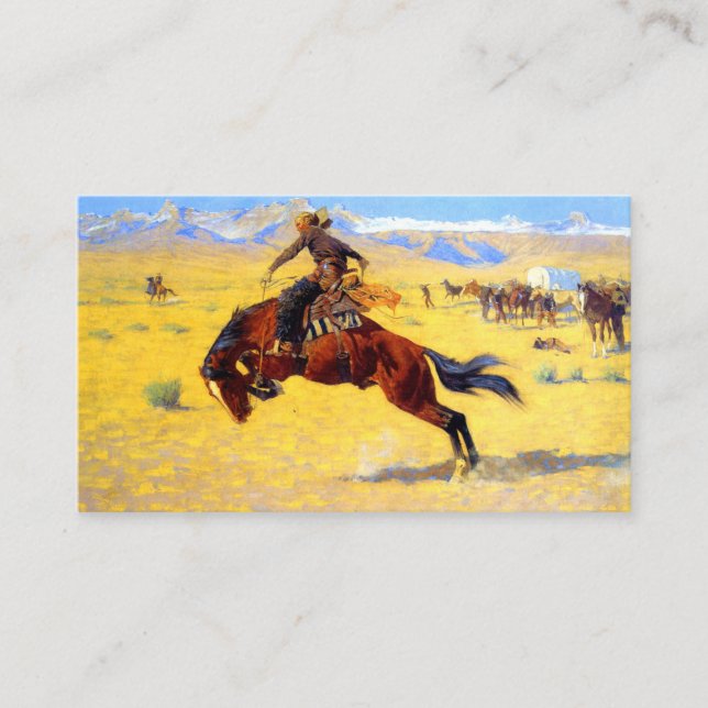 Tarjeta De Recepción Remington Old West Horse y Cowboy (Anverso)