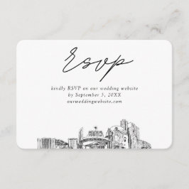 Tarjeta De Recepción Reno Boda Esbozo Minimalista RSVP