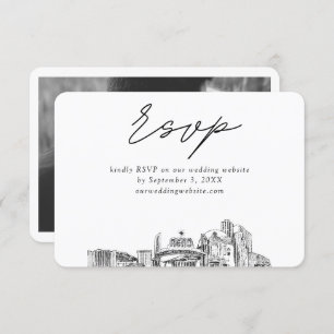 Tarjeta De Recepción Reno Boda Esbozo Minimalista RSVP