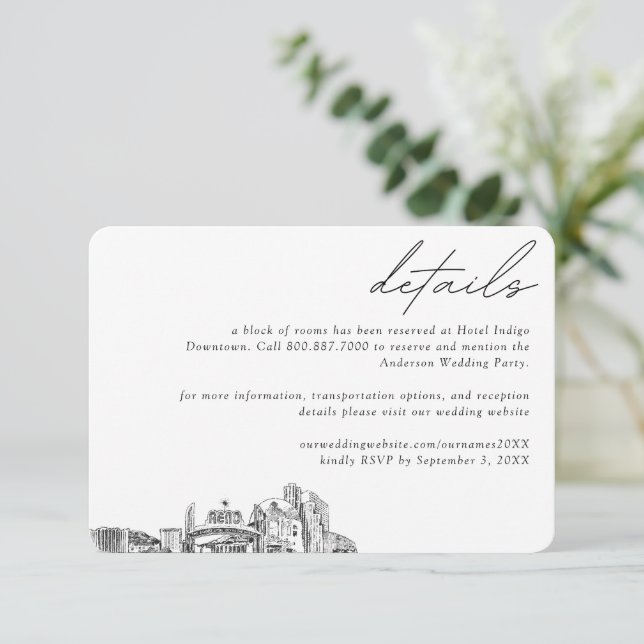Tarjeta De Recepción Reno Boda Hotel Bloque de habitaciones Pequeño (Anverso de pie)