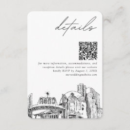 Tarjeta De Recepción Reno Boda Skyline Detalles pequeños Código QR RSVP