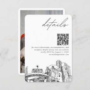 Tarjeta De Recepción Reno Boda Skyline Detalles pequeños Código QR RSVP
