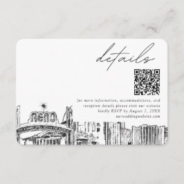 Tarjeta De Recepción Reno Skyline Pequeño Boda Detalles del código QR R