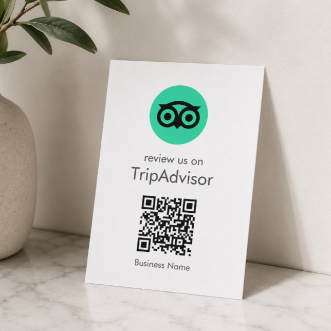Tarjeta De Recepción Reseñas de Tripadvisor | Código QR de reseña empre (Gain Tripadvisor reviews & grow your business with this rating request enclosure card or handout.)