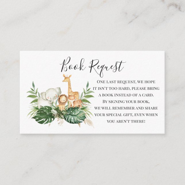 Tarjeta De Recepción Reserva De Animales Safari Y Verdor (Anverso)