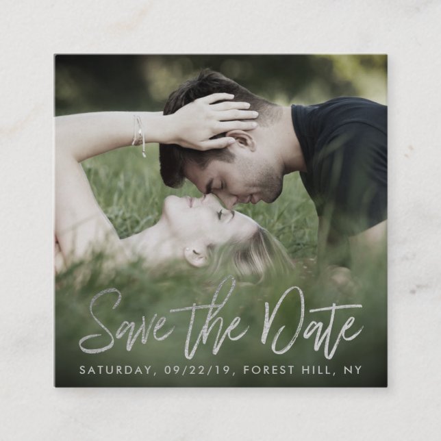 Tarjeta De Recepción Reserva elegante de la foto de la escritura del (Anverso)