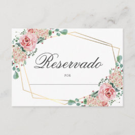 Tarjeta De Recepción RESERVADO Mesa - Quinceañera española rosa