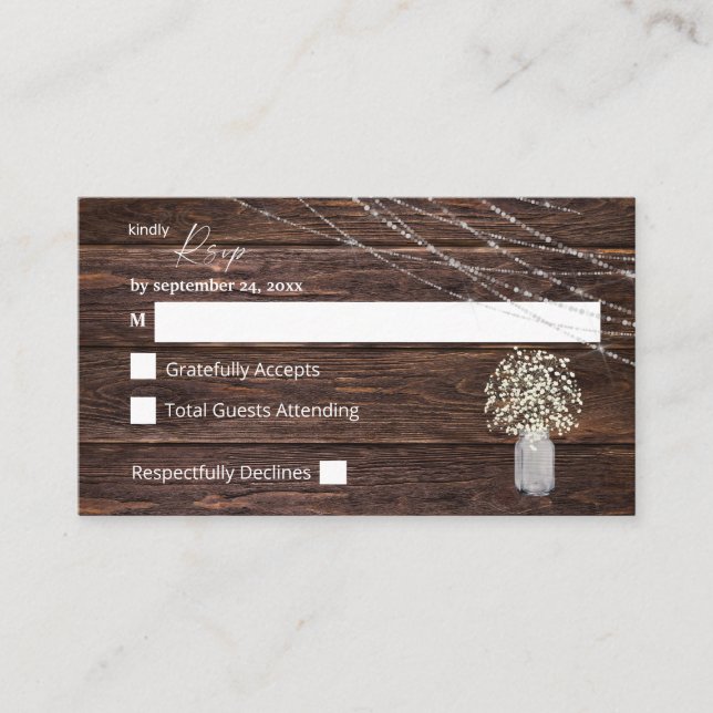 Tarjeta De Recepción Respiración del bebé con presupuesto, Floral de ma (Anverso)