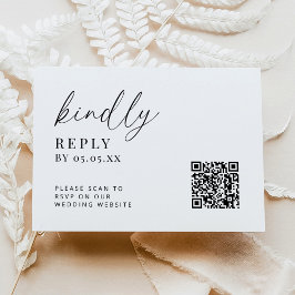 Tarjeta De Recepción Respuesta amable del Boda Minimalista moderno QR C