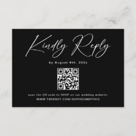 Tarjeta De Recepción Respuesta de Boda con Foto Negra Moderna