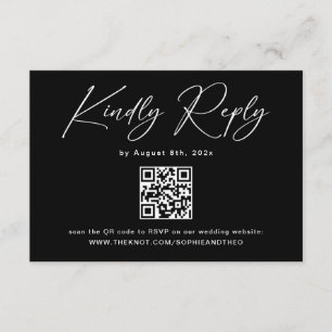 Tarjeta De Recepción Respuesta de Boda con Foto Negra Moderna