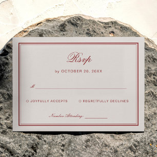 Tarjeta De Recepción Respuesta de boda crema y burgundy
