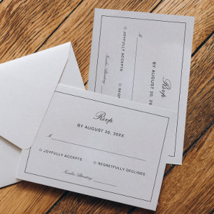 Tarjeta De Recepción Respuesta de Boda en Blanco y Negro Atemporal