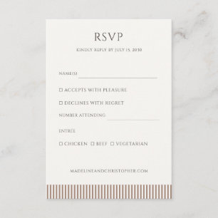Tarjeta De Recepción Respuesta de Boda Minimalista con Raya Marrón Moch