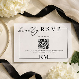 Tarjeta De Recepción Respuesta de Boda Moderna en Blanco y Negro
