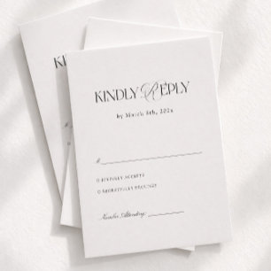 Tarjeta De Recepción Respuesta de Boda Moderna en Blanco y Negro