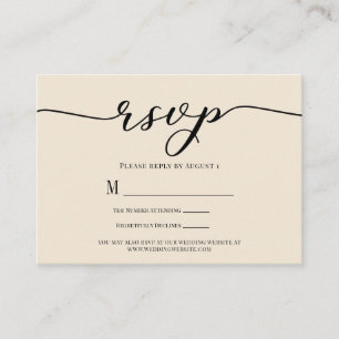 Tarjeta De Recepción Respuesta de Boda R.S.V.P. Incluida Crema y Negro