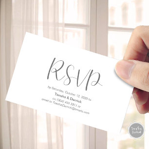 Tarjeta De Recepción Respuesta de boda, responder, guión minimalista