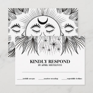 Tarjeta De Recepción Respuesta de bodas paganas de sol luna estrellas b